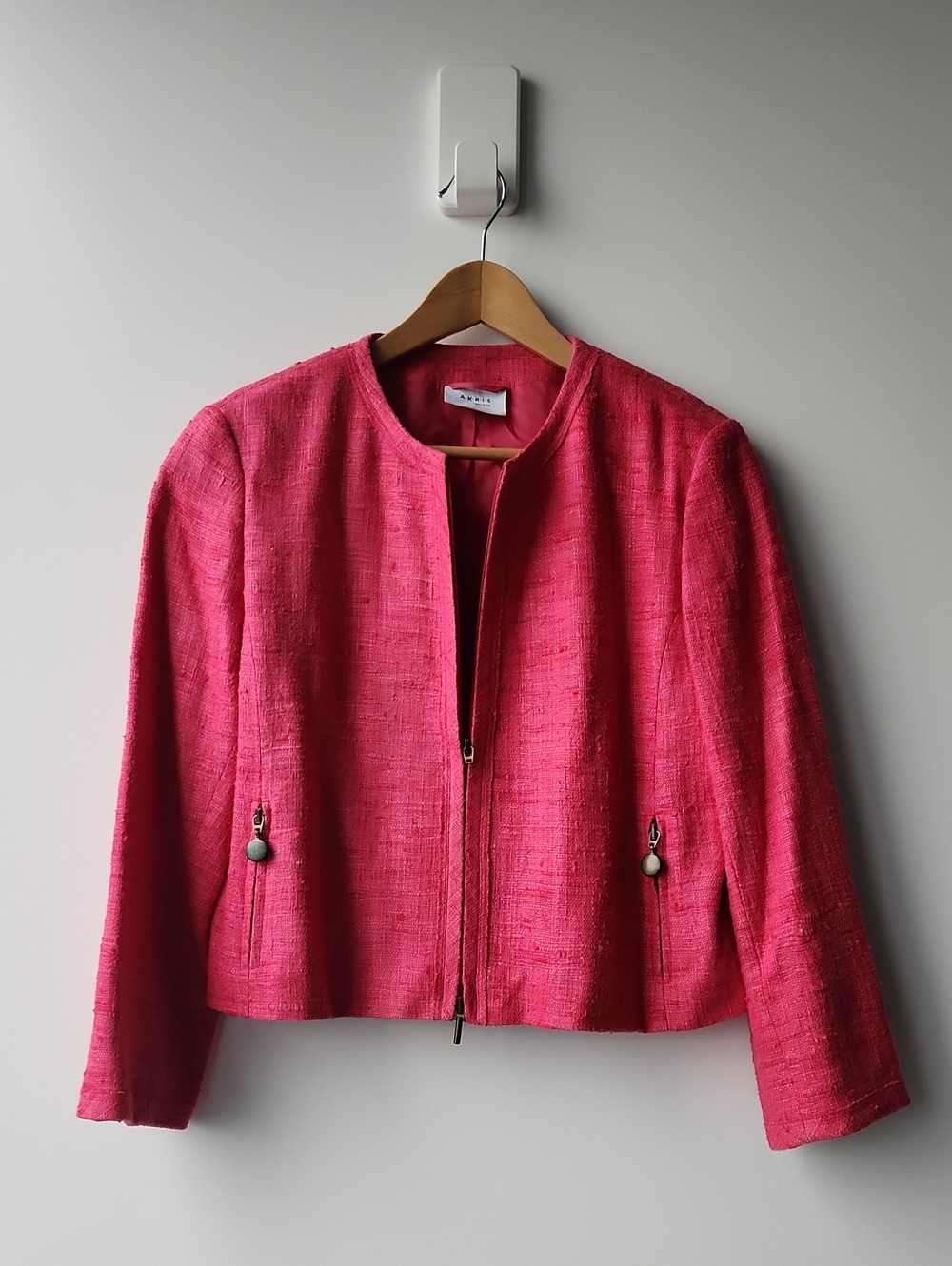 Akris Punto 100% Silk Nep Tweed Like Cropped Jacket